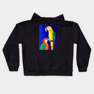 RICH COLORFUL PARROTS PURPLE  BACKGROUND Kids Hoodie